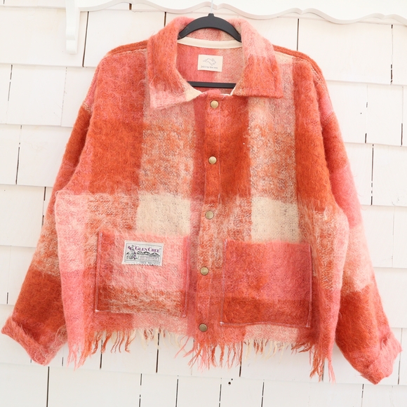 Handmade Jackets & Blazers - Upcycled Mohair Blanket Jacket With Fringe Plaid Vintage Wool M • L • XL • 2XL